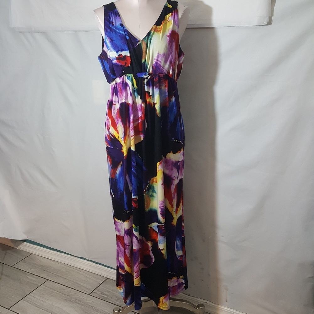 Kate Mallory Maxi Multi Color Black Dress